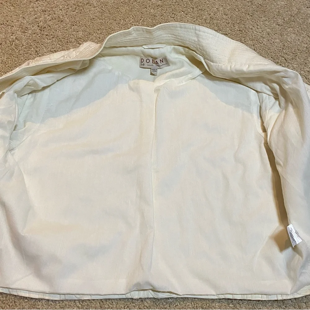 Anthropologie Embroidered String Kimono Style Jacket Spring Medium M RARE Creme